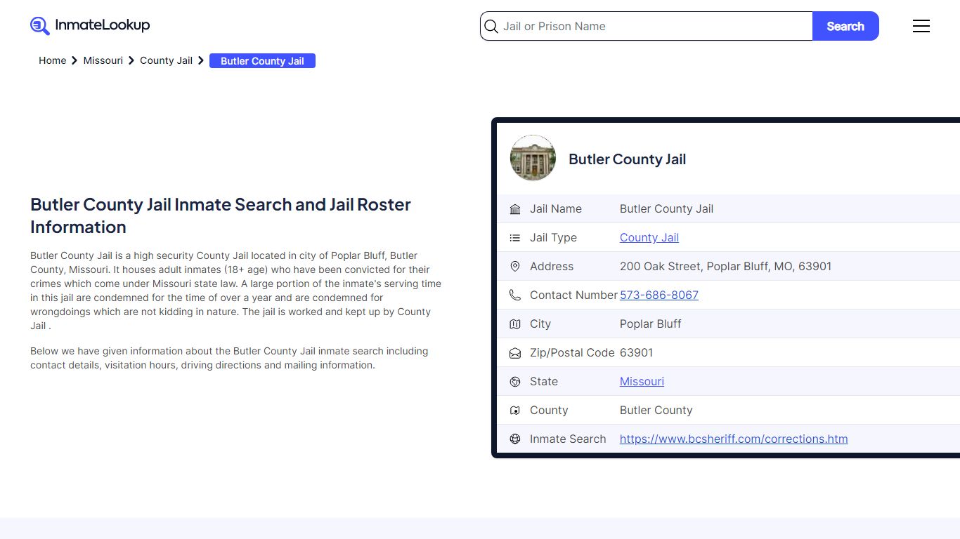 Butler County Jail Inmate Search - Poplar Bluff Missouri - Inmate Lookup